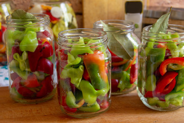 prepared for canning, clean washed and cut into pieces sweet pepper