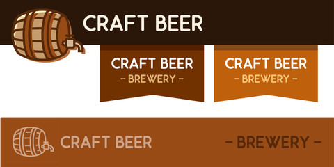 Logo for Craft Beer brewery with wooden barrel for beverage