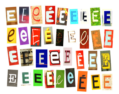 Colorfur Newspaper Letter E On White Stock Photo Adobe Stock