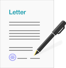 Illustration of a Letter with a pen and stamp
