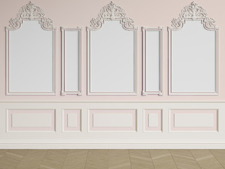 Classic interior wall with mouldings