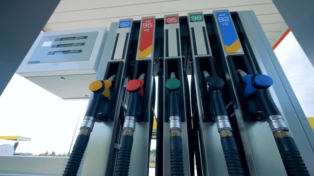 Gasoline pump in a gas station Fuel, gas station, petrol prices concept.