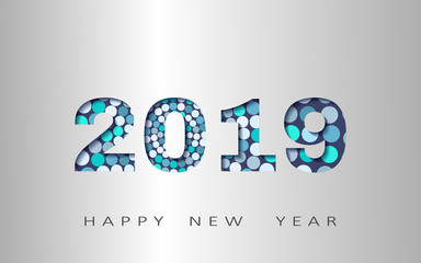 happy new year, abstract design 3d,2019 vector illustration