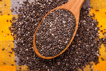 chia seeds on a light rustic background