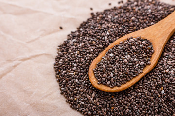 chia seeds on a light rustic background