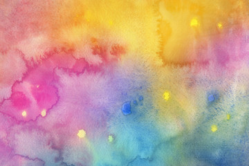 Colorful watercolor paper textures on white background. Chaotic abstract organic design. 