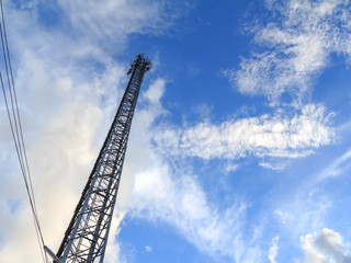 Telecommunication tower whit blue sky