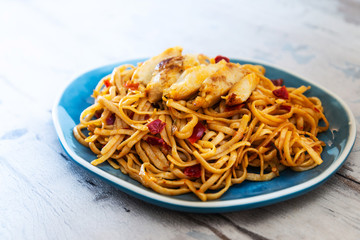 Asian Noodles with Chicken and Black Mushrooms,Coriander