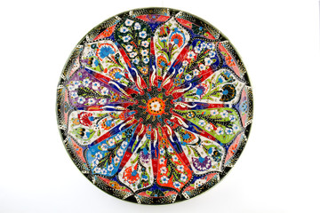  traditional Turkish painted dish close-up