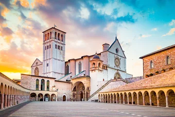Deurstickers Basilica of St. Francis of Assisi at sunset, Assisi, Umbria, Italy © JFL Photography