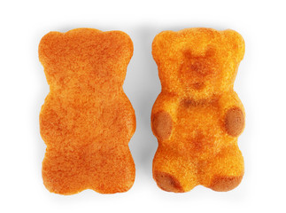 Cookie in the form of a bear on a white background