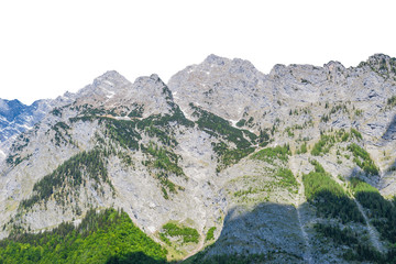 Obraz premium Rock mountain landscape view with blue sky and green tree
