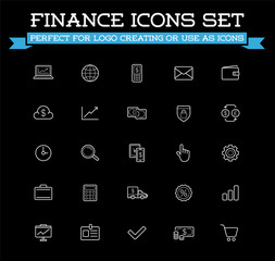 Set of Vector Banking Finance Money Icons. Payments and Income. Richness. Can be used as Logo or Icon in premium quality