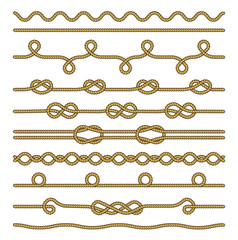 Set of Rope and knots. Decorative elements. Vector illustration collection.