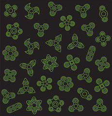 Naklejka premium Fidget Hand Spinners Seamless Pattern Background. Vector illustration. Fidget Spinner icons.