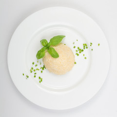 Restaurant Plate of Feta Cheese Spreading Mezze with Garlic