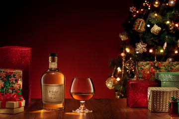 NO LOGO OR TRADEMARK! SELF MADE LABELS!  close up view  of two glasses with whiskey on color back. 