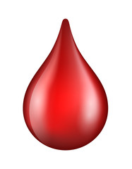Fototapeta premium Vector red shiny blood drop isolated on white background - donation, dna test, disease