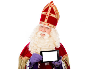 Saint Nicholas with tablet or smart phone