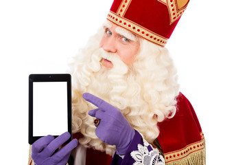 Saint Nicholas with tablet or smart phone
