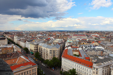 Fototapeta na wymiar Aerial skyline view of Budapest from the top of Saint Stephen Basilica