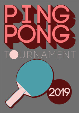 Ping Pong typographical vintage style poster. Retro vector illustration.