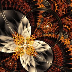 Beautiful fractal flower or butterfly, digital artwork for creative graphic design