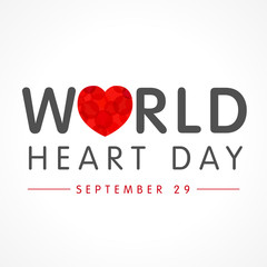 World Heart Day lettering and heart shape for poster or banner. Vector illustration
