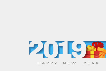 2019 Happy new year. Numbers Design of greeting card of. Happy New Year Banner with 2018 Numbers. Vector illustration.
