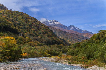 Fototapeta na wymiar 秋の湯檜曽川の風景