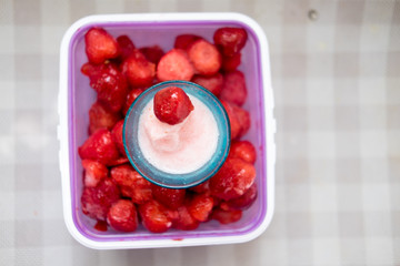 Strawberry smoothies and fresh strawberries