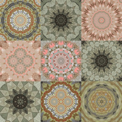 Abstract texture Mandala collection for seamless, Mosaic Design Templates