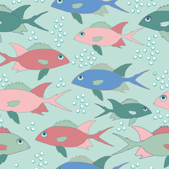 Seamless fish underwater vector pattern, perfect for wallpaper, scrapbooking, textile and gift wrapping paper