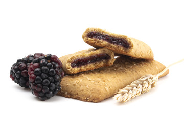 Whole Grain Blackberry Breakfast Bar on a White Background