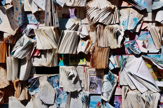 Papier- und B&uuml;cherwand