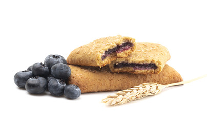 Whole Grain Blueberry Breakfast Bar on a White Background