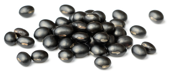 raw black bean isolated on white background