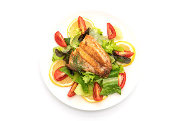 grilled snapper fish steak with vagetable