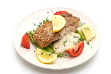 grilled snapper fish steak with vagetable