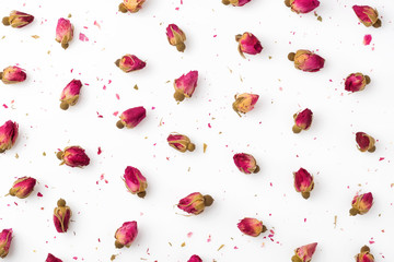 Tea-rose buds on a white background. Concept wrap for flowers. Rose buds.