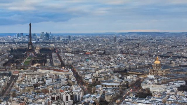 Beautiful Full HD timelapse of Paris, France, seen from the Montparnasse tower at sunset