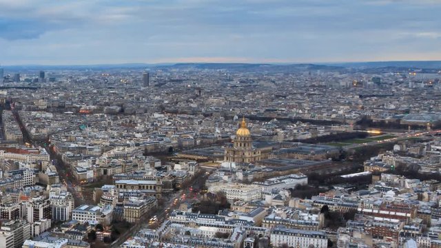 Beautiful Full HD timelapse of Paris, France, seen from the Montparnasse tower at sunset