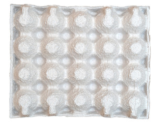Paper packaging for chicken eggs on a white background. View from the top.