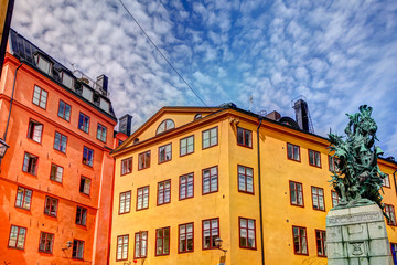 Fototapeta na wymiar Iconic Stockholm buildings from below