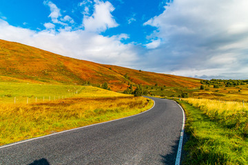 Autumnal hills off the road near Balmore, Scotland