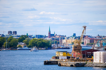 Naklejka premium Stockholm skyline from the water