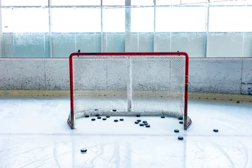 Gordijnen ijshockey ijsbaan en leeg net © zdenek kintr
