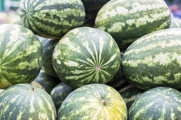 Fresh watermelons on the market