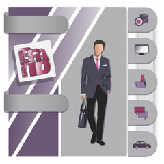 Office worker. Brand. Business concept. Design of characters of businessmen. Creative website design, office, template. The concept of web page design for a website and mobile websites.