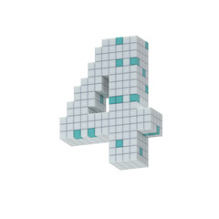 Fototapeta premium digit 4, four, collected from cubes